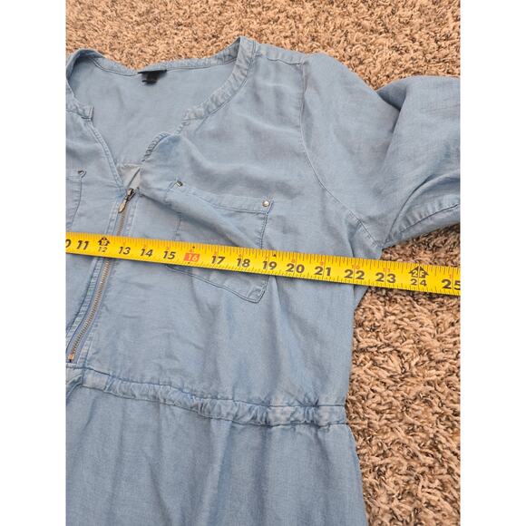 Torrid Lyocel Chambray Shirt Dress 2X Split Neck Utility Pockets Denim Utility - Picture 10 of 11